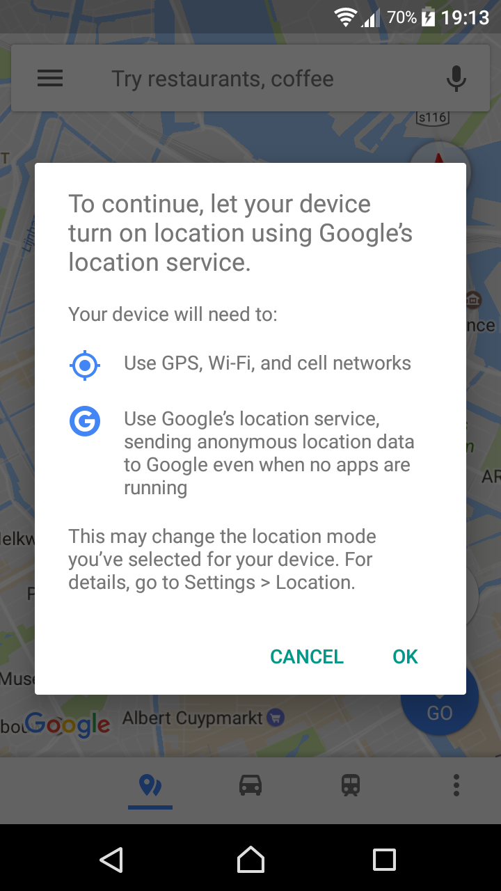 Location request android